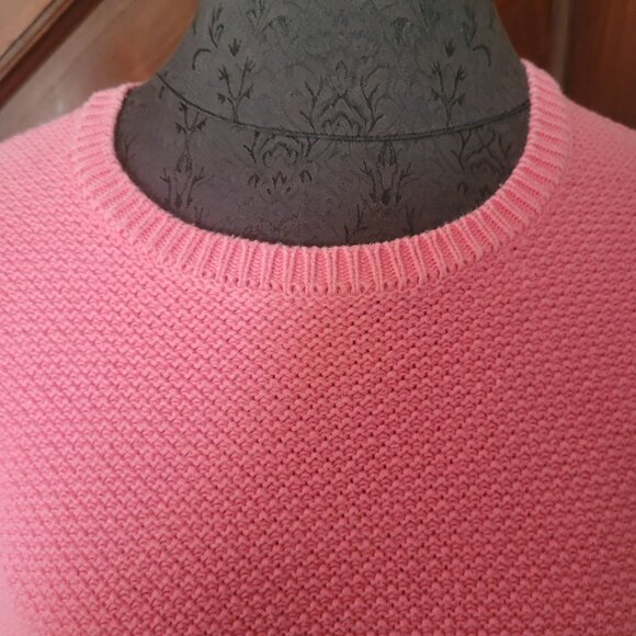 Talbots Womens Pink Knit Sweater XL 100% Cotton Crewneck Casual Pullover - Picture 2 of 6
